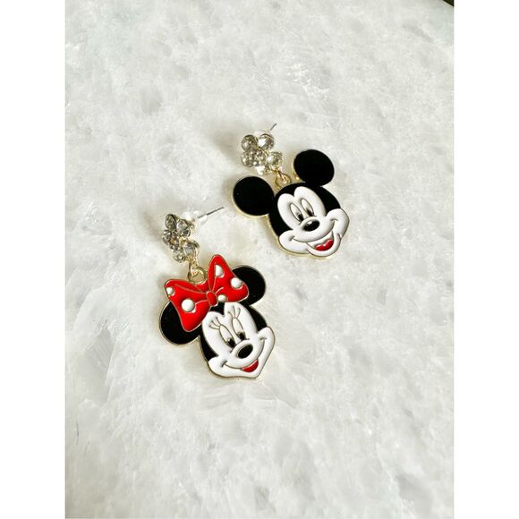 Disney Jewelry - Disneys Minnie and Mickey Mouse dangle earrings
